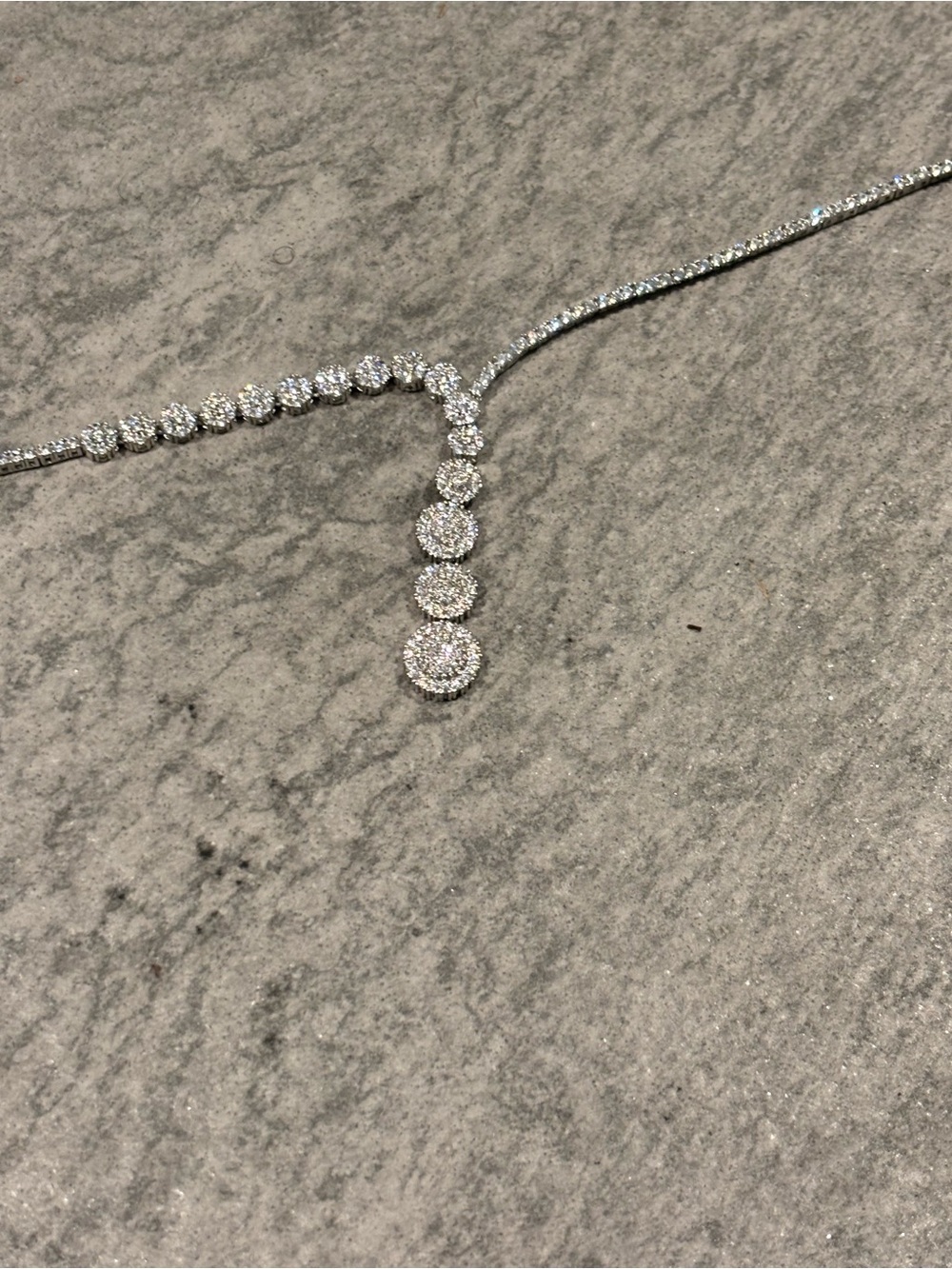 Silver-Tone White Crystal/CZ Drop Necklace and Matching Bracelet. Icy.